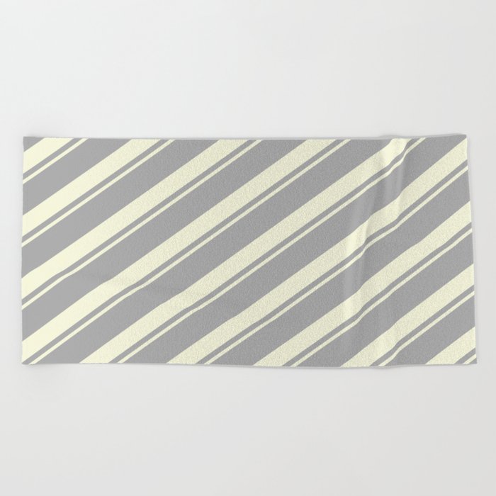 Dark Gray & Beige Colored Striped/Lined Pattern Beach Towel