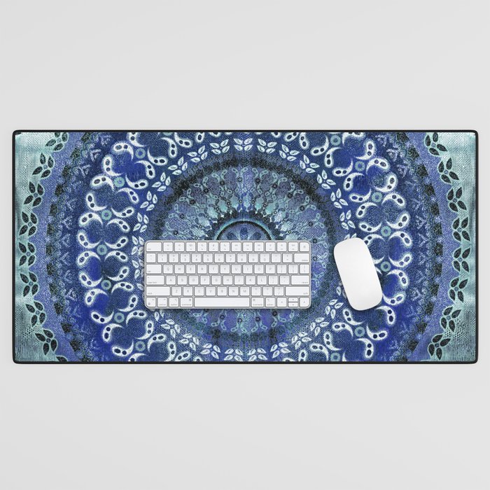 Vintage Blue Wash Mandala Desk Mat