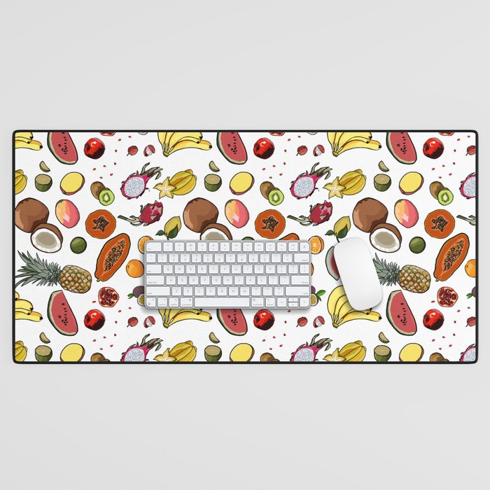 Tropical fruit repeat pattern Desk Mat