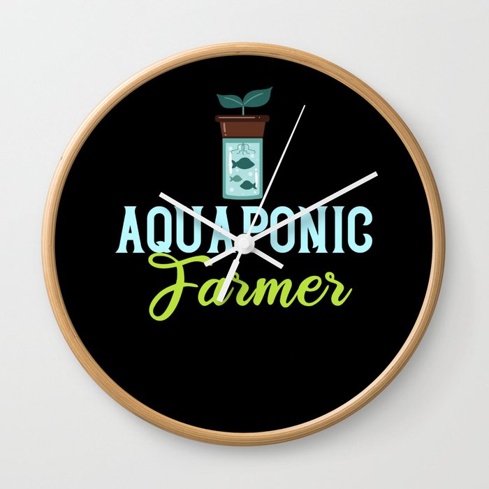 Aquaponic Fish Tank System Farmer Gardening Wall Clock