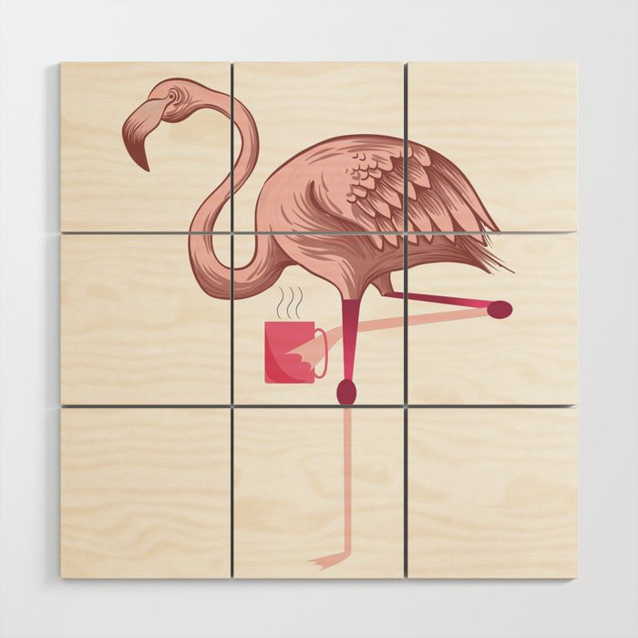 Flamingo-Coffee-Gifts-Lover-Coffee-Shirt Wood Wall Art