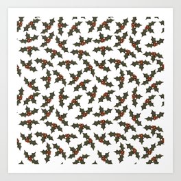 Holly with Berries, repeat pattern Art Print