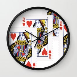 RED QUEEN OF HEARTS CASINO PLAYING CARDS Wall Clock