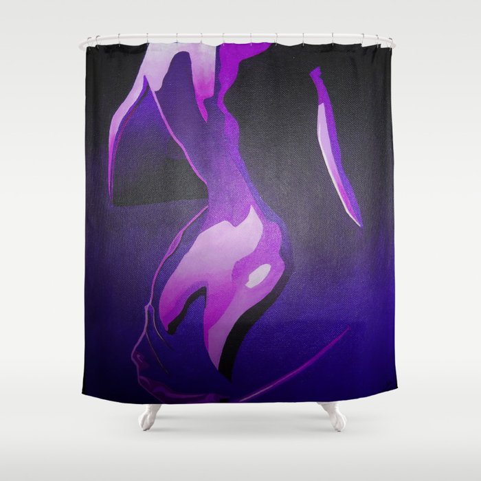 Nude In Lilac and PurplePurple Young Beautiful Nude Woman With Towel Shower Curtain