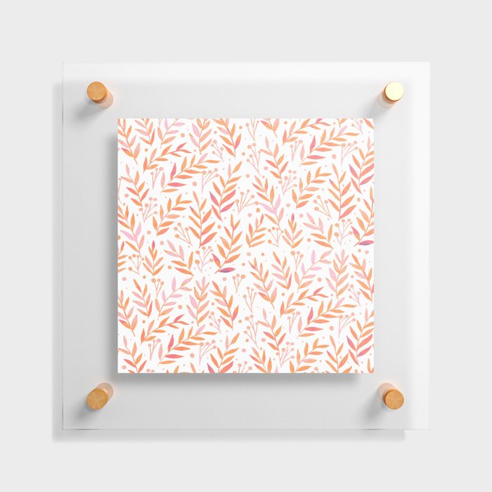 Watercolor branches - pastel orange and pink Floating Acrylic Print
