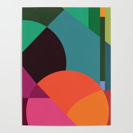 Pink Sunsets Geometric Abstract - Bybrije Poster