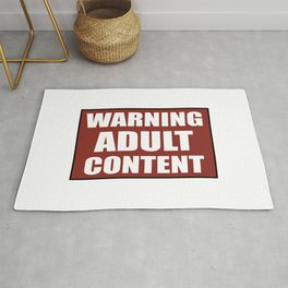 Warning adult content red sign Area & Throw Rug