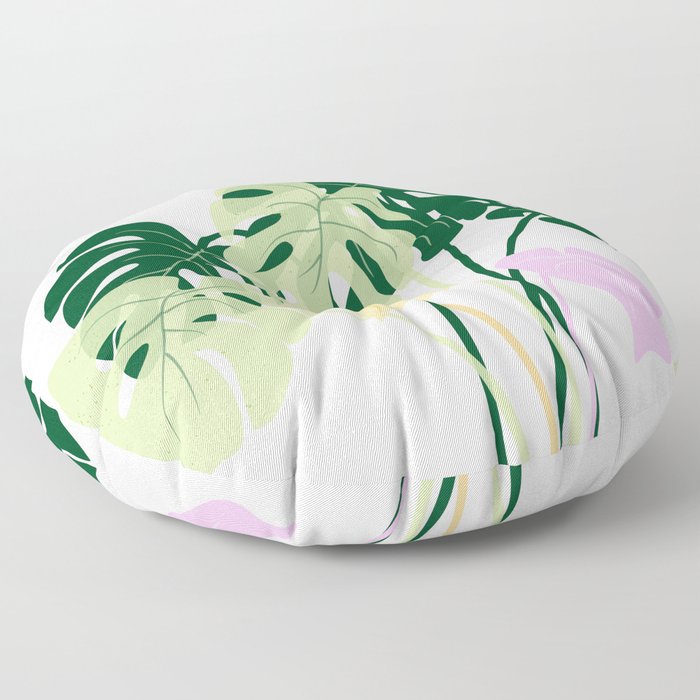 monstera plant on pink background Floor Pillow