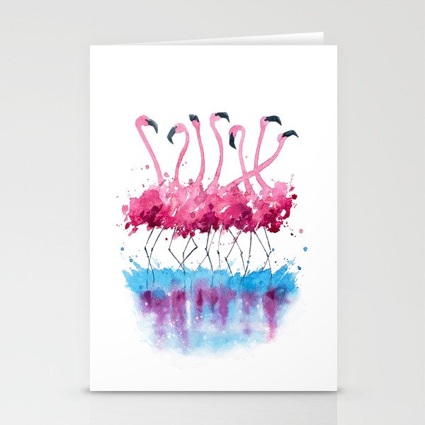 flamingos watercolor painting Stationery Cards