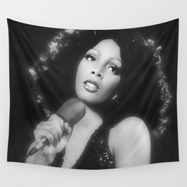 Donna Summer in Black and White Wall Tapestry