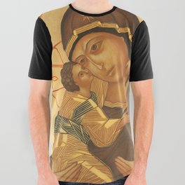 Orthodox Icon of Virgin Mary and Baby Jesus All Over Graphic Tee