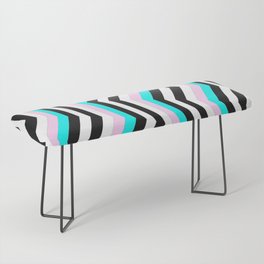 Abstract Geometric Pink Teal Black White Zigzag Pattern Bench