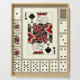 Playing cards of Spades suit in vintage style. Original design. Vintage illustration Serving Tray