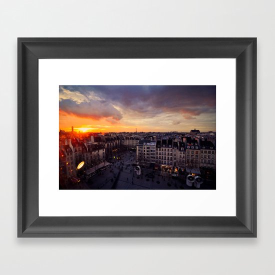 Paris Skyline Sunset Framed Art Print