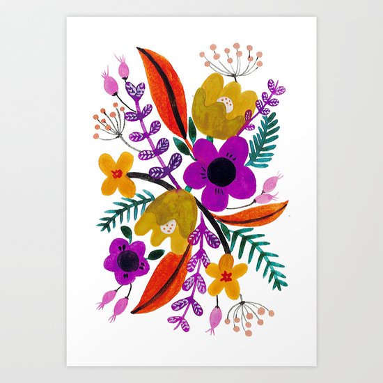 Gouache Florals Art Print