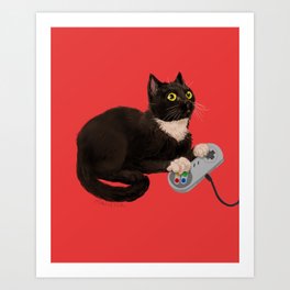 Gamer cat snes Art Print