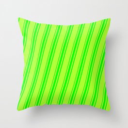 [ Thumbnail: Light Green and Lime Colored Striped Pattern Throw Pillow ]