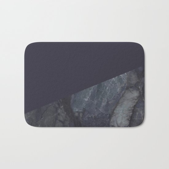 Marble Geometric Navy Blue Indigo Bath Mat