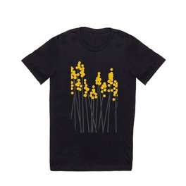 Hello Spring! Yellow/Black Retro Plants on White #decor #society6 #buyart T Shirt
