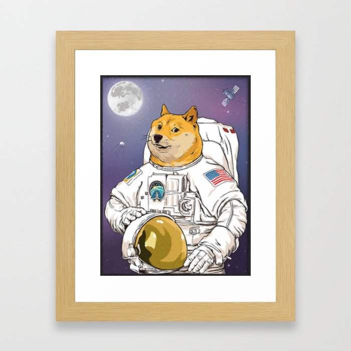 Dogecoin to the Moon Framed Art Print