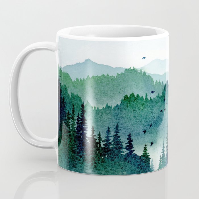 Pine Tree Forest Enamel Camping Mug Watercolor Printed Coffee Mugs 12 Oz Stainless  Steel Gifts for Outdoors, Nature, Evergreens 