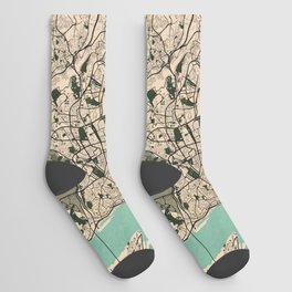 Lisbon City Map of Portugal - Vintage Socks