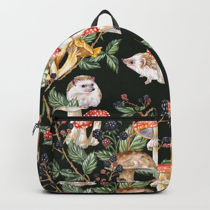 Hedgehogs & Blackberries, dark Backpack