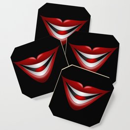 Wicked Grin Sinister Smile Red Lips Coaster