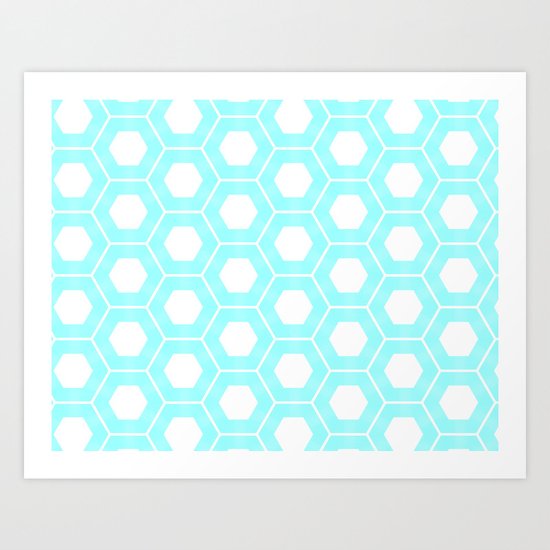 Nieuwland Powder Blue Hexagons Pattern Art Print