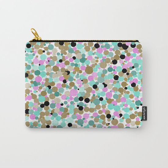 Dotty - dots in pink, teal, and gold. Carry-All Pouch