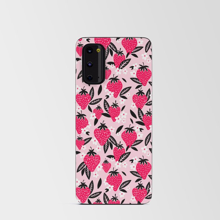 Strawberry Blooms – Magenta & Black Android Card Case