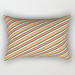 [ Thumbnail: Brown, Dark Green, Lavender, and Crimson Colored Stripes/Lines Pattern Rectangular Pillow ]