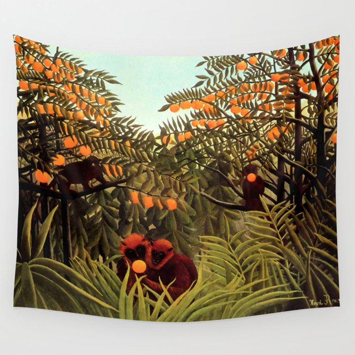 Henri Rousseau "Apes in the Orange Grove" Wall Tapestry