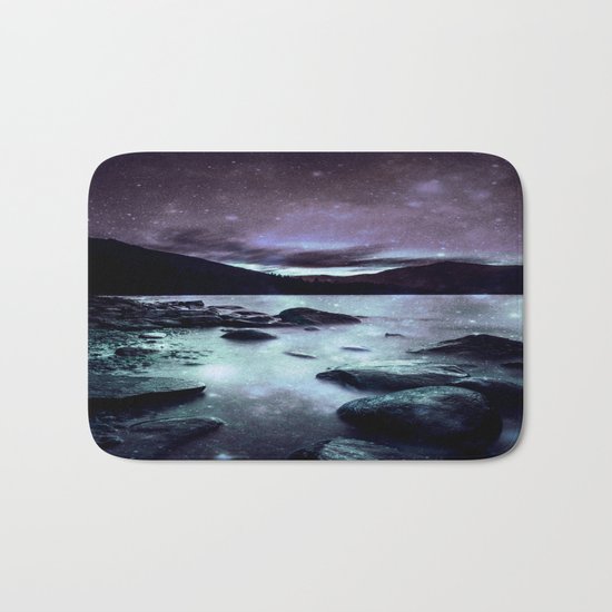 Magical Mountain Lake Aqua Lavender Bath Mat