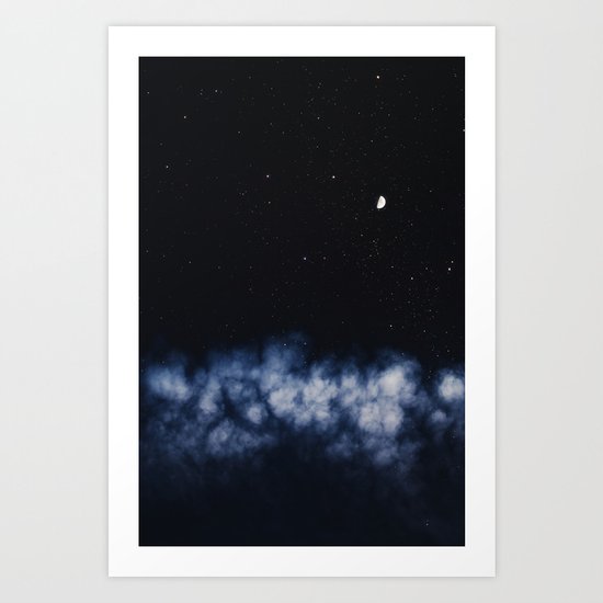 Contrail moon on a night sky Art Print
