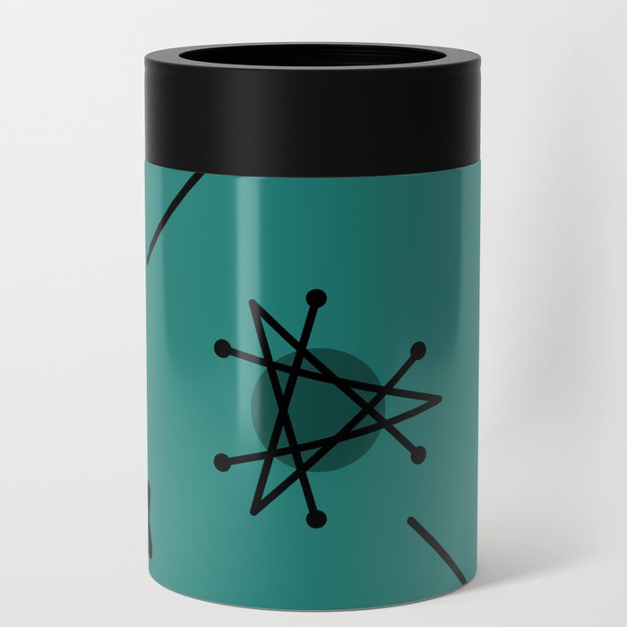 Moons & Stars Atomic Era Abstract Teal Can Cooler