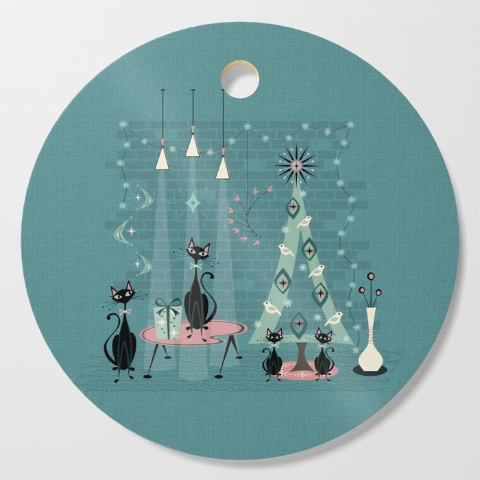 Vintage Cat Family Holiday Cutting Board