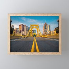Pittsburgh Steel City Skyline Bridge Pennsylvania Photography Print Framed Mini Art Print