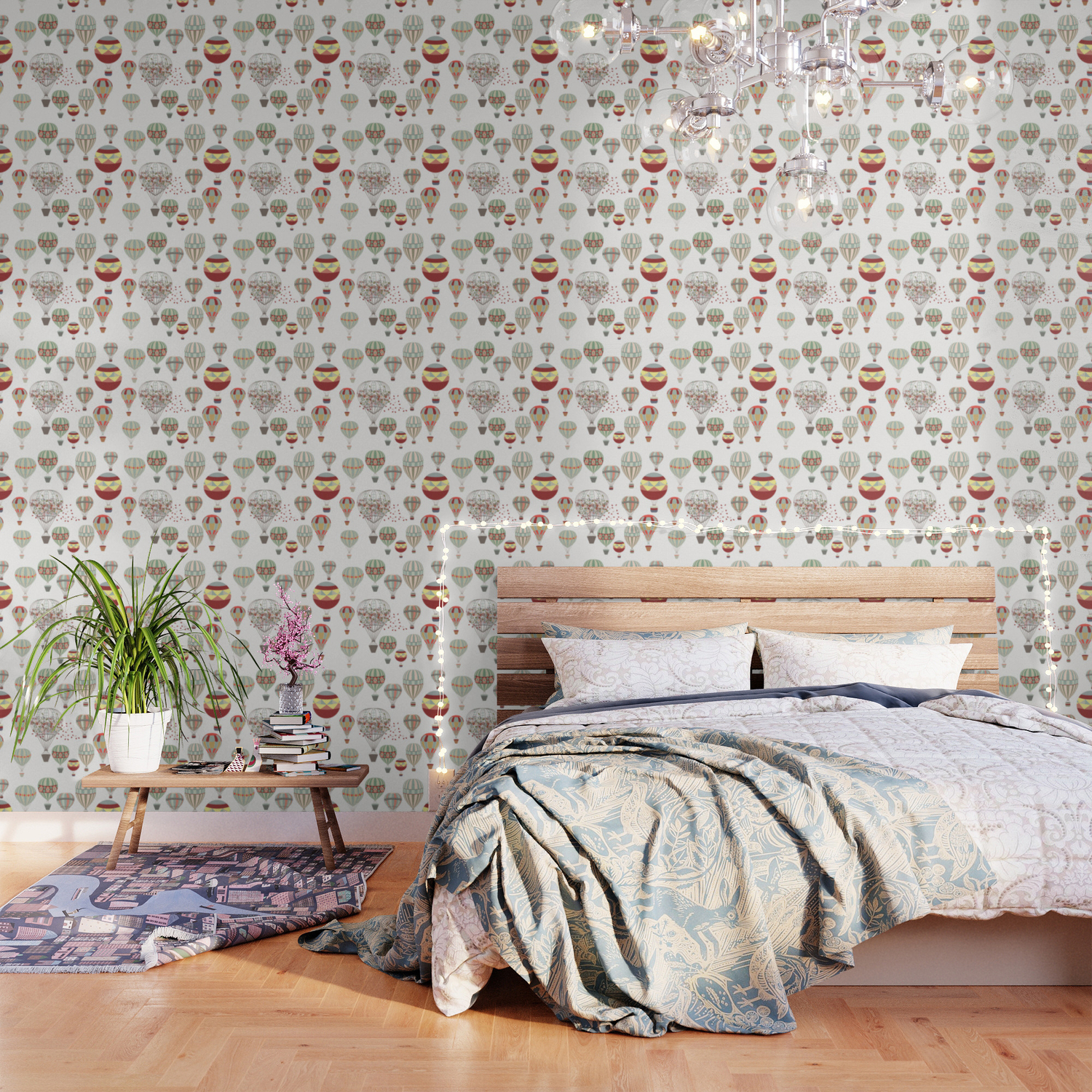 Adventures Illustration With Air Balloons In Vintage Hipster Style Wallpaper