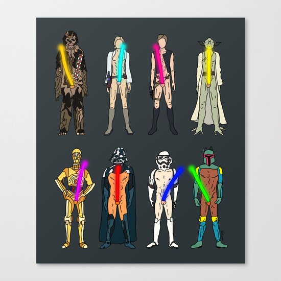 Glow in the Dark Naughty Starwars Lightsabers Canvas Print