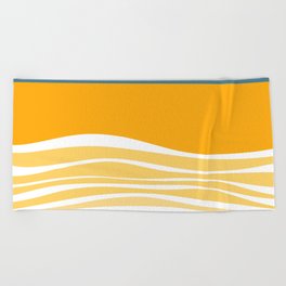 SmallWaves - Colorful Sunset Retro Abstract Geometric Minimalistic Design Pattern Beach Towel