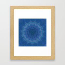Fractal Mandala in Blue Framed Art Print