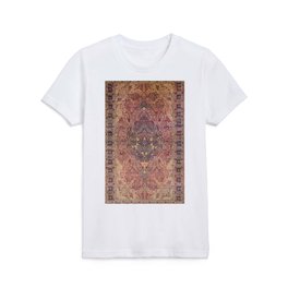 Antique Persian Rug Golden Rose Spice Kirman Kids T Shirt