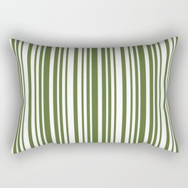 [ Thumbnail: Dark Olive Green & White Colored Stripes Pattern Rectangular Pillow ]