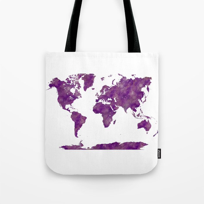 lilac watercolor world map Tote Bag