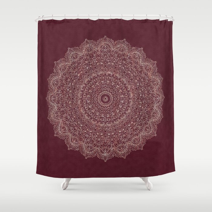 burgundy and gold shower curtain