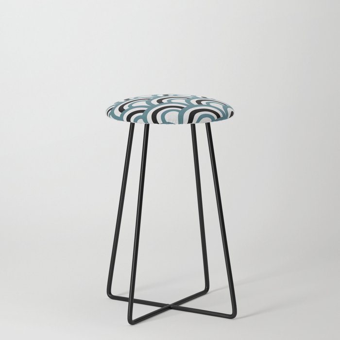 Teal Black White Retro Scallop Pattern Pairs DV 2022 Popular Colour Wish Upon a Star 0668 Counter Stool