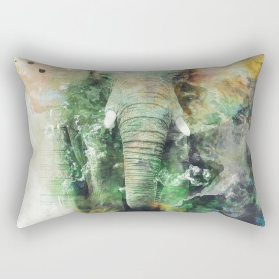 Watercolor Elephant Rectangular Pillow