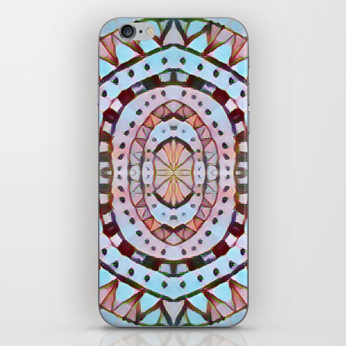 Teal Aztec Oval Pattern iPhone Skin