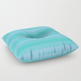 [ Thumbnail: Sky Blue & Turquoise Colored Lines Pattern Floor Pillow ]